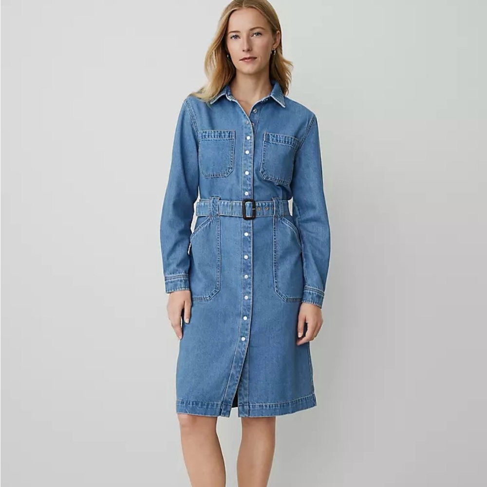 🌟NWT🌟 Ann Taylor- Weekend Collection, Denim collared column midi dress